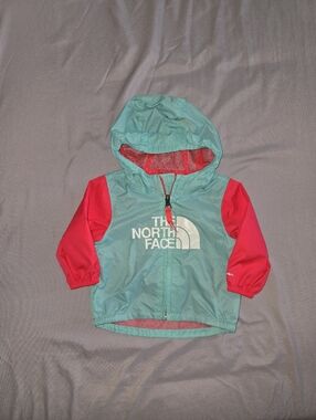 The North Face Teal and Pink Kids Hooded Shell Jacket